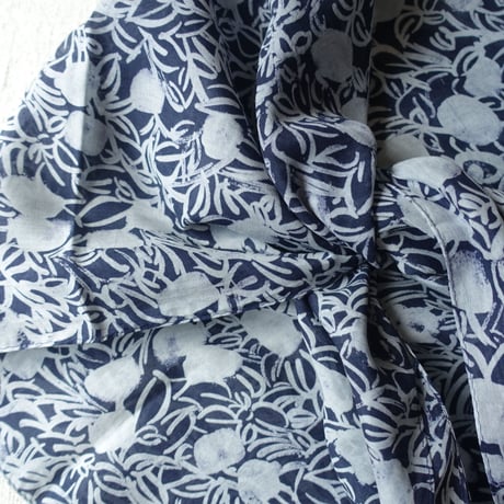 Cotton Silk  Printed Stole S (Blaoga Navy)