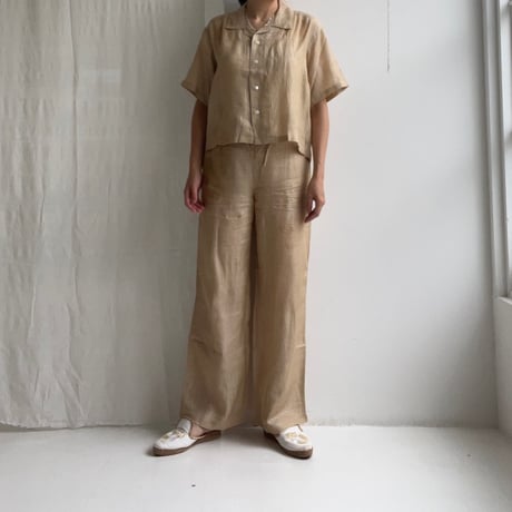 Silk Plaid Pant (Beige)