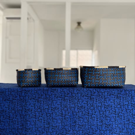 Othai Olai Open Basket 3sizes (Black Blue)