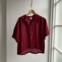 Silk Plaid Bowler Shirts Short & Regular (Bordeaux)