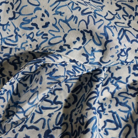 Silk Cotton Printed Scarf (Mini Nerium-Blue 100x100)