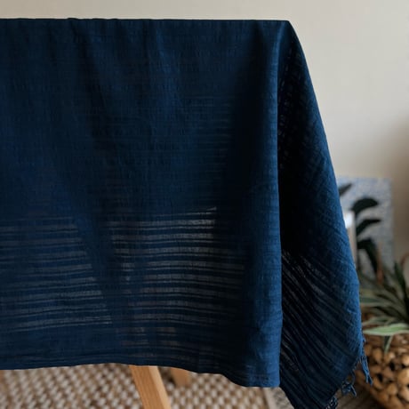 #56 Stripe Khadi Shawl & Free Cloth (Indigo)