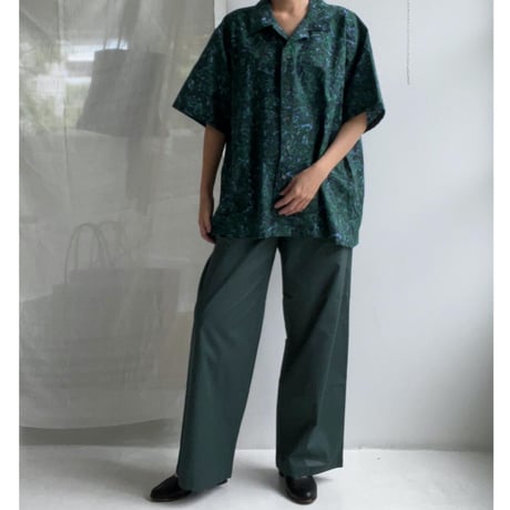 #100 Khadi Printed Bowler Shirts Regular (Nerium Green)