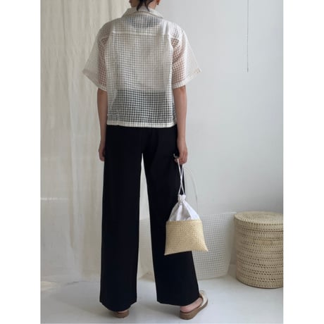 Silk + Viscose Bowler Shirts Short (Ivory)