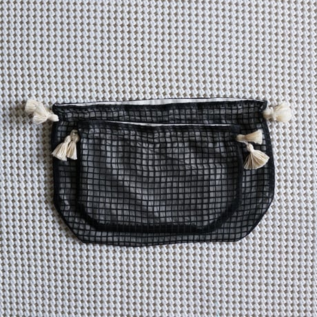 Silk + Viscose Drawstring Bag ( Black / 2sizes )