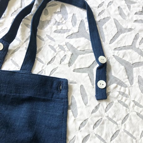 Organic Khadi Kid's Full Apron ( Indigo / Charcoal )