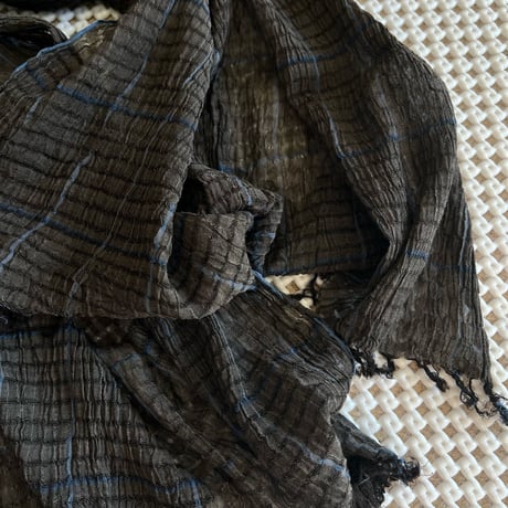 TC Khadi Chambray Stole (Charcoal Tattersall)
