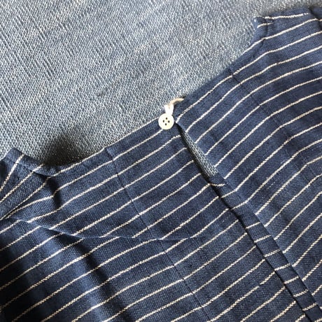 Organic Khadi Coverall Apron (Indigo pin stripe)