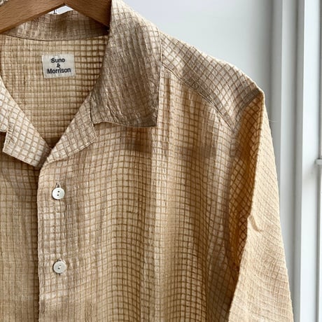 Silk Plaid Bowler Shirts Short & Regular (Beige)