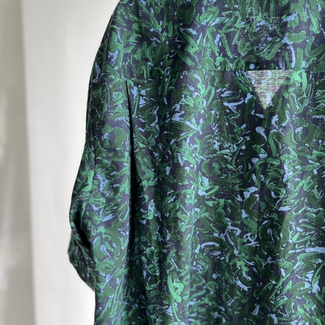 #100 Khadi Printed Bowler Shirts Regular (Nerium Green)