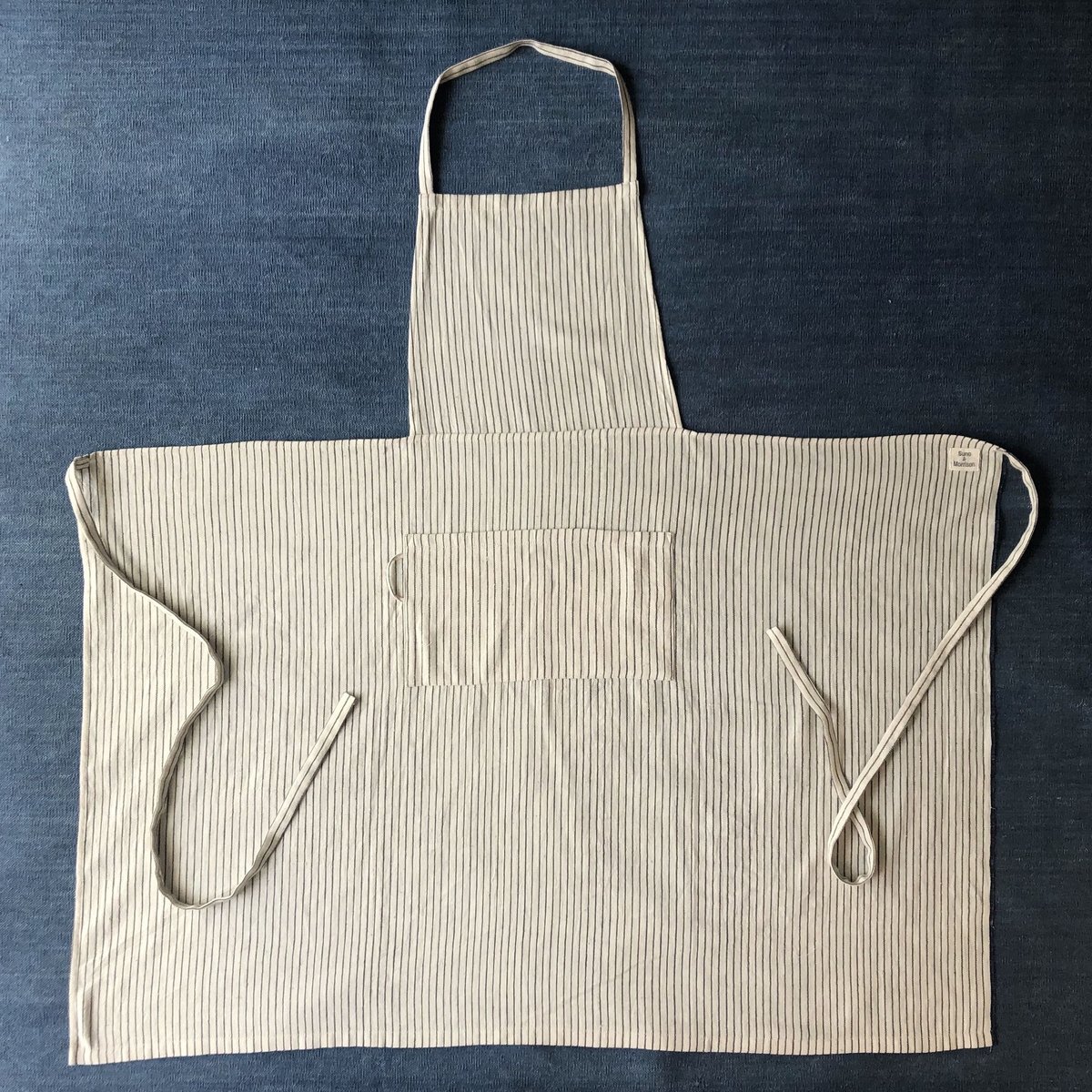 Organic Khadi Full Apron (Charcoal Pin Stripe)