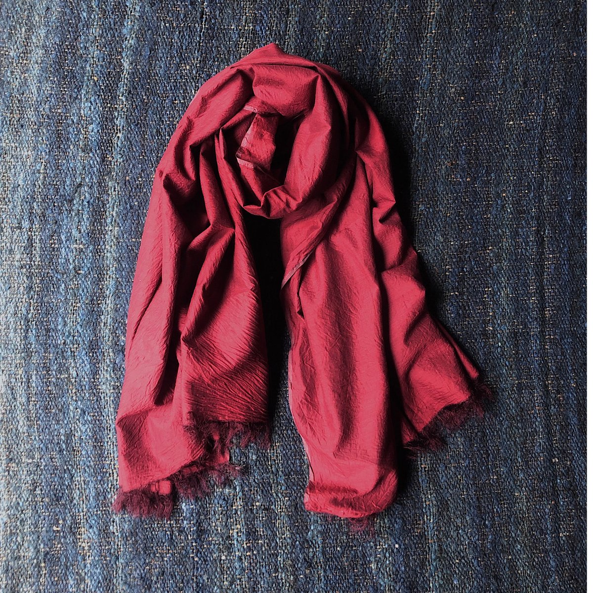 Cotton Silk Khadi Stole (Wine Red) | Suno & Mor