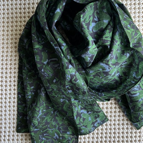 #100 Khadi Printed Stole (Nerium-Green)