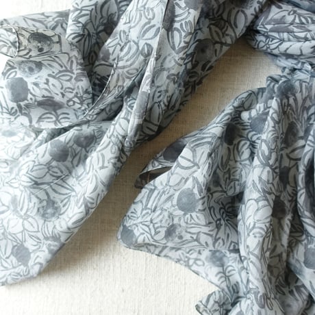 Cotton Silk  Printed Stole L (Blaoga Gray)