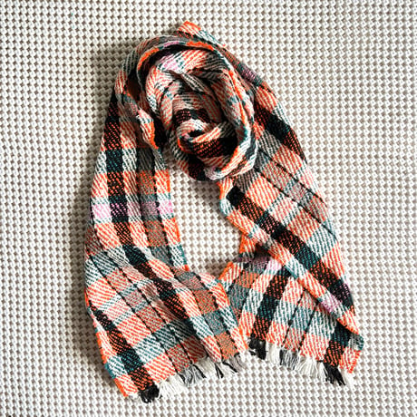 Gara-bou Muffler Stole Kabe 22×190cm (Twill Plaid - Orange)