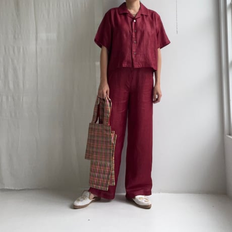 Silk Plaid Bowler Shirts Short & Regular (Bordeaux)