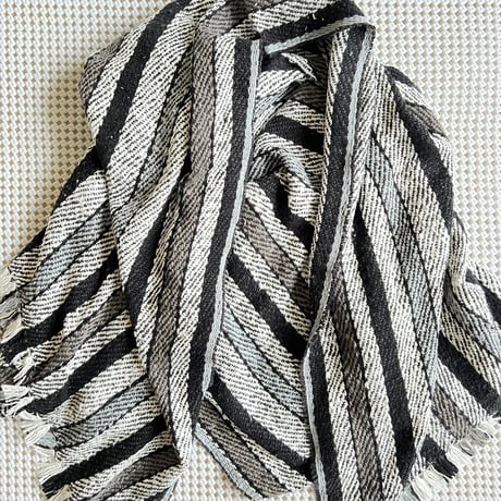 Gara-bou Blanket Stole Kabe 100×190cm (Twill Stripe - Black)