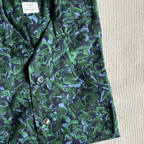 #100 Khadi Printed Bowler Shirts Regular (Nerium Green)