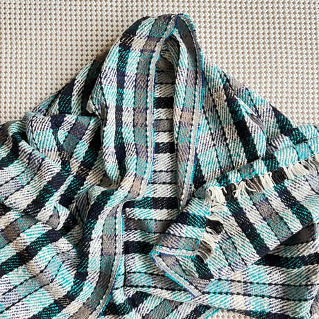 Gara-bou Blanket Stole Kabe 100×190cm (Twill Plaid - Blue)