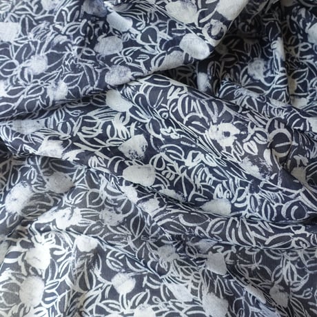 Cotton Silk  Printed Stole S (Blaoga Navy)