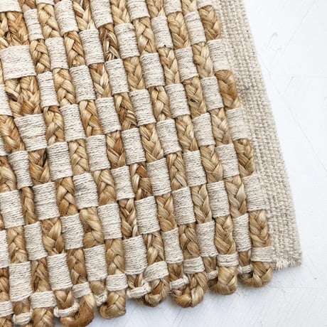 Jute Cotton Checkered Rug 100x140