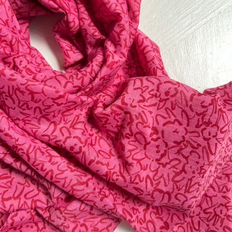 Silk Cotton Printed Stole (Mini Nerium-Pink 55x180)