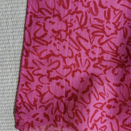 Silk Cotton Printed Scarf (Mini Nerium-Pink 100x100)
