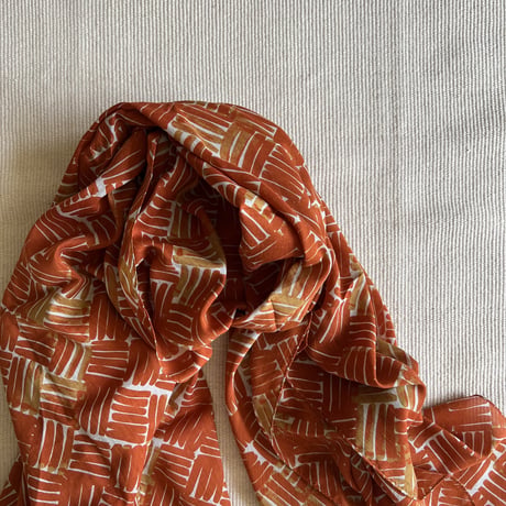 Cotton Silk  Printed Stole L (Woven Orange)