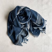 Organic Khadi Basket Bath Towel (Indigo Black White)