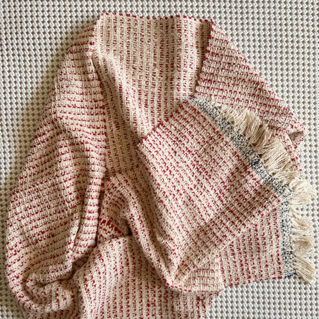 Gara-bou Medium Stole Kabe WS 50×200cm (R. Pin Border Red)