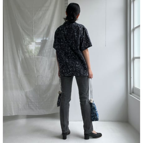 #100 Khadi Printed Bowler Shirts Regular (Nerium Charcoal)