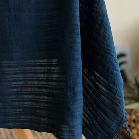 #56 Stripe Khadi Shawl & Free Cloth (Indigo)