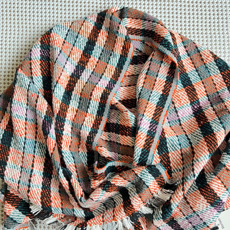Gara-bou Blanket Stole Kabe 100×190cm (Twill Plaid - Orange)