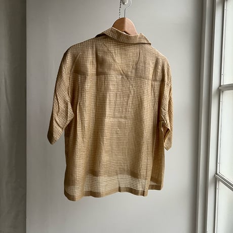 Silk Plaid Bowler Shirts Short & Regular (Beige)
