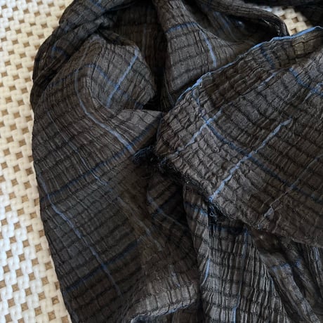 TC Khadi Chambray Stole (Charcoal Tattersall)