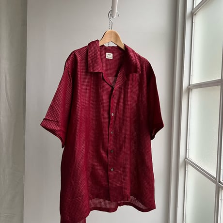 Silk Plaid Bowler Shirts Short & Regular (Bordeaux)