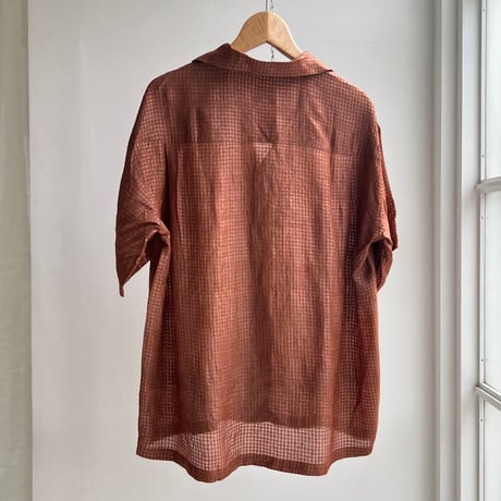 Silk Plaid Bowler Shirts Regular (Brown)