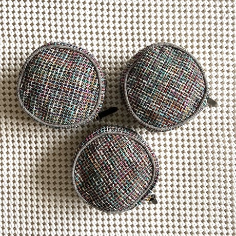 Silk Cotton Tweed Circle Pouch