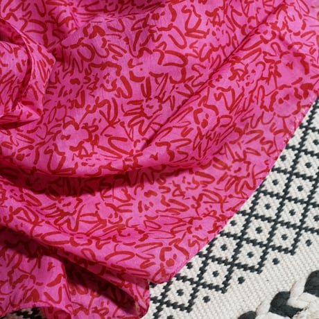 Silk Cotton Printed Scarf (Mini Nerium-Pink 100x100)