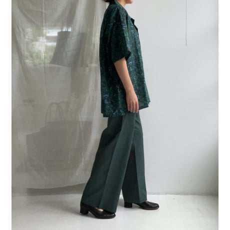 #100 Khadi Printed Bowler Shirts Regular (Nerium Green)