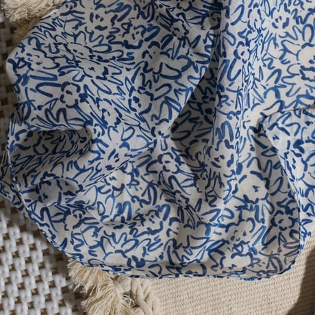 Silk Cotton  Printed Stole (Mini Nerium-Blue 55x180)