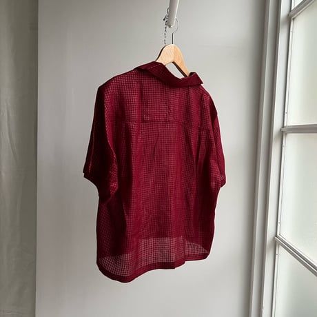 Silk Plaid Bowler Shirts Short & Regular (Bordeaux)