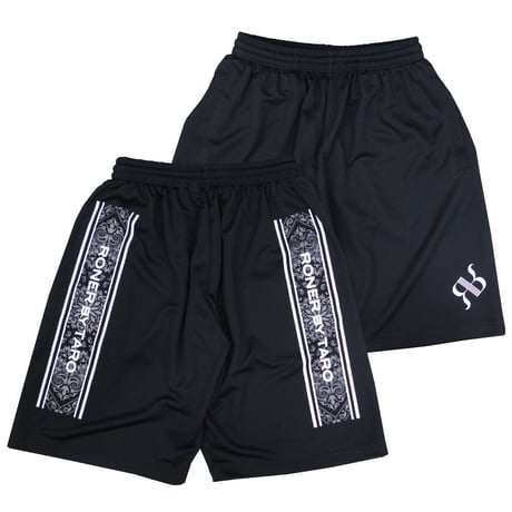 RONER SPORT dry logo "Paisley"DRY shorts　BLACK／GRAY