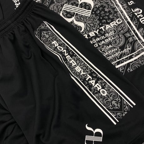 RONER SPORT dry logo "Paisley"DRY shorts　BLACK／GRAY