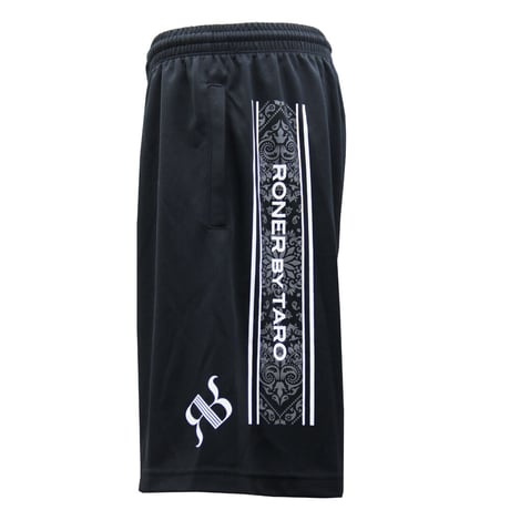 RONER SPORT dry logo "Paisley"DRY shorts　BLACK／GRAY