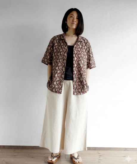 open collar shirts 茶白詰草