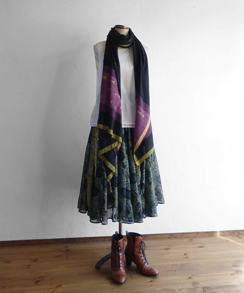 ジャムダニショール黒紫 | KANNOTEXTILE ONLINE