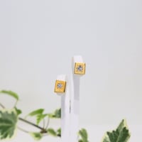ギベオン&天然ダイヤモンド18金ピアス　ペア
