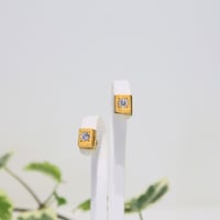 ギベオン&天然ダイヤモンド18金ピアス　ペア