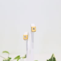 ギベオン&天然ダイヤモンド18金ピアス　ペア